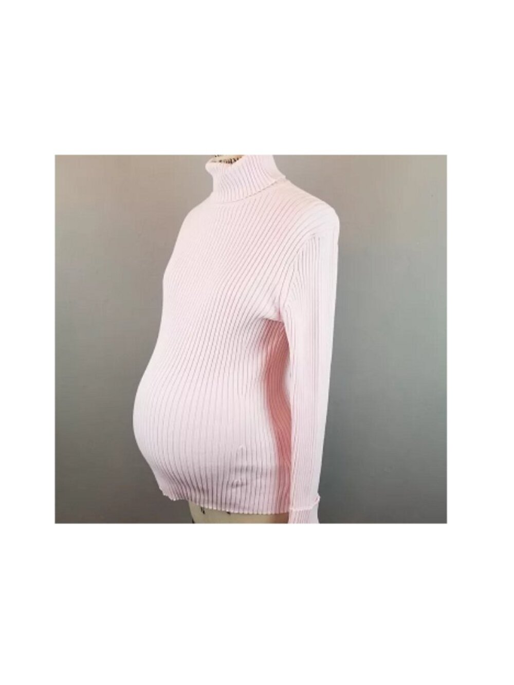 Maternity Cream Ribbed Turtleneck Sweater by GAP Size XS